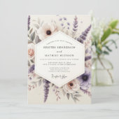 Lilac Painterly Meadow Wedding Kaart (Staand voorkant)