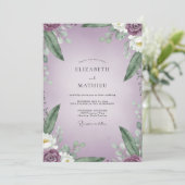 Lilac Parel Witte Bladerige Bruiloft Kaart (Staand voorkant)