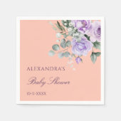 Lilac Peach Floral Baby Shower Servet (Voorkant)