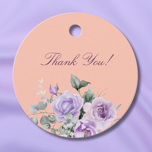Lilac Peach Floral Baby Shower Thank You Bedankjes Labels