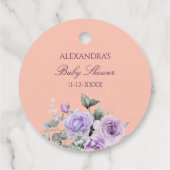 Lilac Peach Floral Baby Shower Thank You Bedankjes Labels (Achterkant)