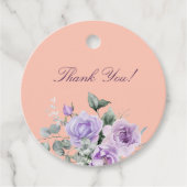 Lilac Peach Floral Baby Shower Thank You Bedankjes Labels (Voorkant)