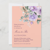 Lilac Peach Floral Peony Baby Shower Kaart (Voorkant)