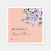 Lilac Peach Floral Peony Bridal Shower Servet (Voorkant)