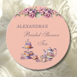 Lilac Peach Floral Tea Bridal Shower Thank You Bedankjes Labels