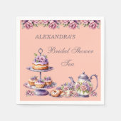 Lilac Peach Floral Tea Party Bridal Shower Servet (Voorkant)