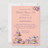 Lilac Peach Floral Whimsical Tea Bridal Shower Kaart (Voorkant)
