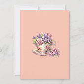 Lilac Peach Floral Whimsical Tea Bridal Shower Kaart (Achterkant)