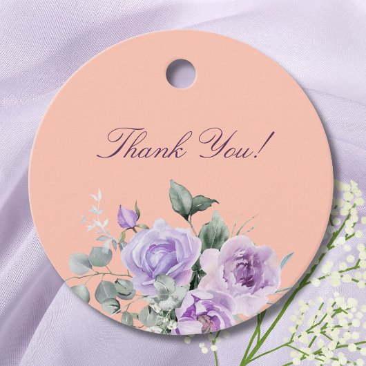 Lilac Peach Peony Bridal Shower Thank You Bedankjes Labels