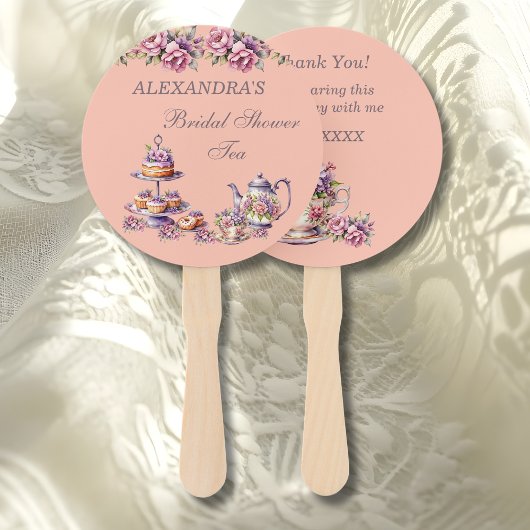 Lilac Perzik Thee Bruiloft Feest Bruidsuitnodiging Handwaaier