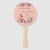 Lilac Perzik Thee Bruiloft Feest Bruidsuitnodiging Handwaaier (Voorkant)