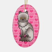 Lilac Perzische Kat Liefde Keramisch Ornament (Links)
