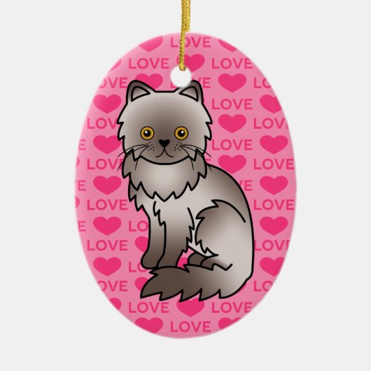 Lilac Perzische Kat Liefde Keramisch Ornament (Voorkant)