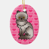Lilac Perzische Kat Liefde Keramisch Ornament (Achterkant)