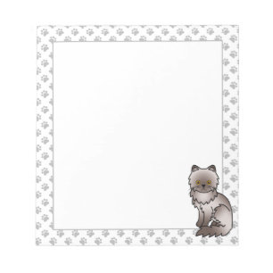 Lilac Perzische Mopshond Cute Cartoonkat Illustrat Notitieblok