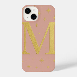✨ Lilac Phone Case with Big M & Yellow Stars – Cut iPhone 14 Hoesje