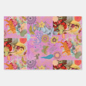 Lilac Pink Boho Whimsical Botanical Flora Inpakpapier Vel (Voorkant)