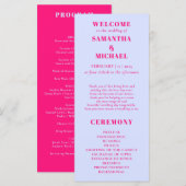 Lilac PİNK minimal modern program wedding Menu (Voorkant / Achterkant)