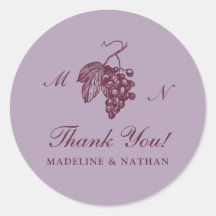 Lilac Plum Druiven Monogram Trouwsticker
