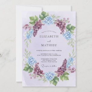 Lilac Plum Hortensia Eucalyptus Bruiloft Kaart