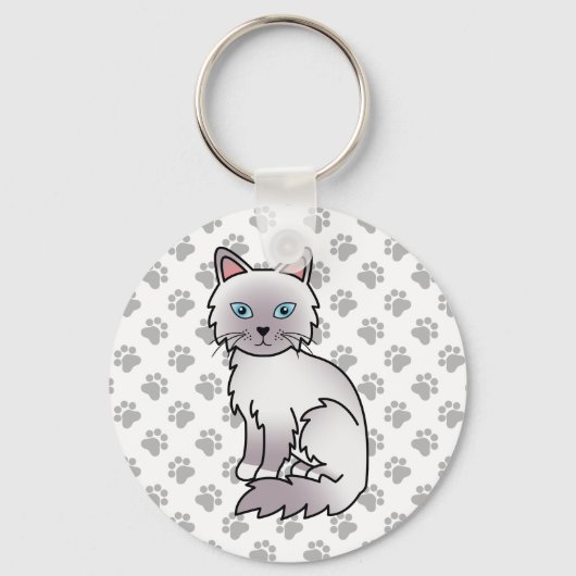 Lilac Point Birma / Ragdoll Kat Illustratie Sleutelhanger (Voorkant)