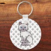 Lilac Point Birma / Ragdoll Kat Illustratie Sleutelhanger (Voorkant)