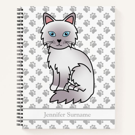 Lilac Point Birman / Ragdoll Kat & Aangepaste Teks Notitieboek (Voorkant)