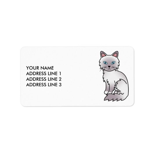 Lilac Point Birman/Ragdoll Kat & Aangepaste Tekst Etiket (Voorkant)