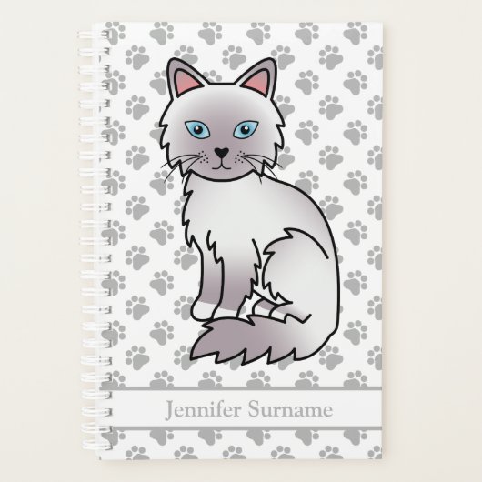 Lilac Point Birman / Ragdoll Kat En Pootafdrukken  Planner (Voorkant)