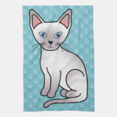 Lilac Point Siamese Fok Kat Cartoon Tekening Theedoek (Verticaal)