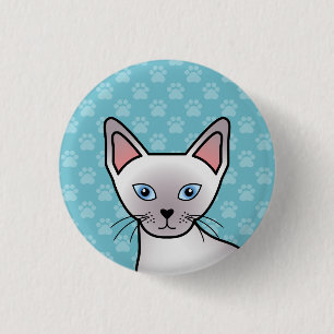 Lilac Point Siamese Kattenras Cartoon Tekening Ronde Button 3,2 Cm