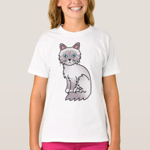 Lilac Point Tabby Birmaanse / Ragdoll Cartoon Kat T-shirt