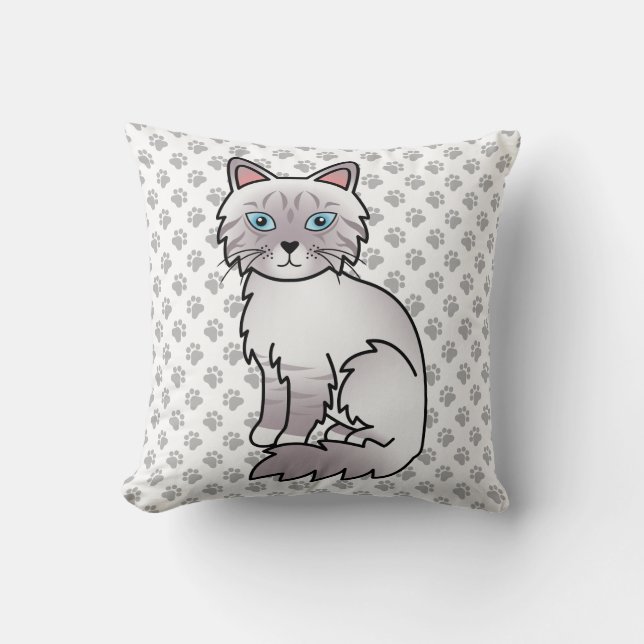 Lilac Point Tabby Birmaanse / Ragdoll Cute Kat & P Kussen (Voorkant)