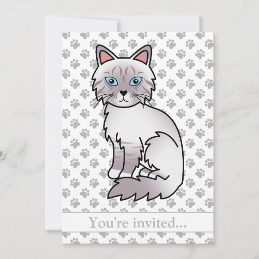 Lilac Point Tabby Birman Kat Verjaardagsfeestje Kaart (Voorkant)