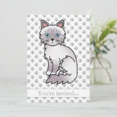 Lilac Point Tabby Birman Kat Verjaardagsfeestje Kaart (Staand voorkant)