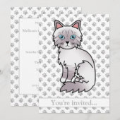 Lilac Point Tabby Birman Kat Verjaardagsfeestje Kaart (Voorkant / Achterkant)