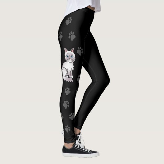 Lilac Point Tabby Birman/Ragdoll Kat & Pootafdrukk Leggings (Rechts)