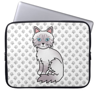Lilac Point Tabby Birman / Ragdoll Mooie Kat & Poo Laptop Sleeve