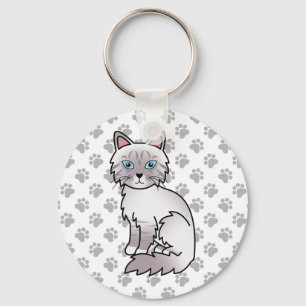 Lilac Point Tabby Birman / Ragdoll Mooie Kat & Poo Sleutelhanger