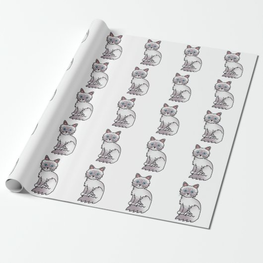 Lilac Point Tabby Birman/Ragdoll Mooie Kattenpatro Cadeaupapier (Uitgerold)