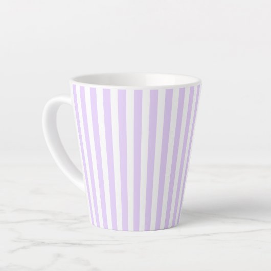 Lilac purple and white candy stripes latte mok (Linkerhoek)