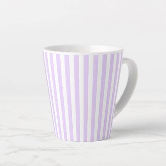 Lilac purple and white candy stripes latte mok (Rechterhoek)