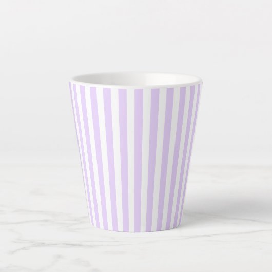 Lilac purple and white candy stripes latte mok (Voorkant)
