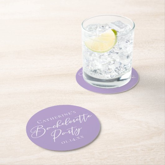 Lilac Purple Bachelorette Party Personalized Ronde Kartonnen Onderzetter (Insitu)