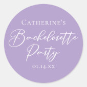 Lilac Purple Bachelorette Party Personalized Ronde Sticker (Voorkant)