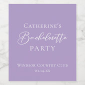 Lilac Purple Bachelorette Party Personalized Wijn Etiket (Enkel label)