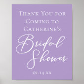 Lilac Purple Bridal Shower Customized Welcome Poster (Voorkant)