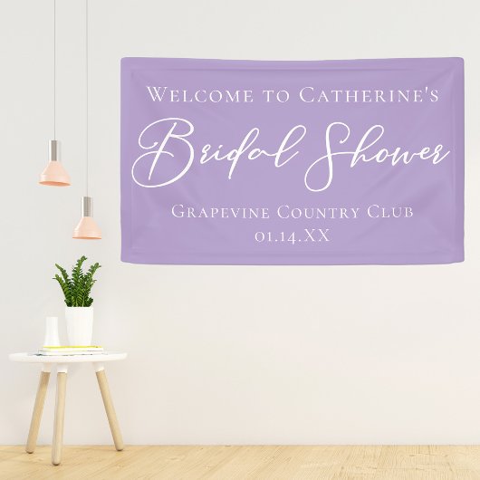Lilac Purple Bridal Shower Party Custom Welcome Spandoek