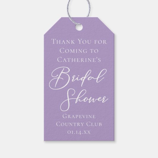 Lilac Purple Bridal Shower Party Personalized Cadeaulabel (Voorkant)