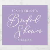 Lilac Purple Bridal Shower Party Personalized Sparkling Wijnetiket (Enkel label)